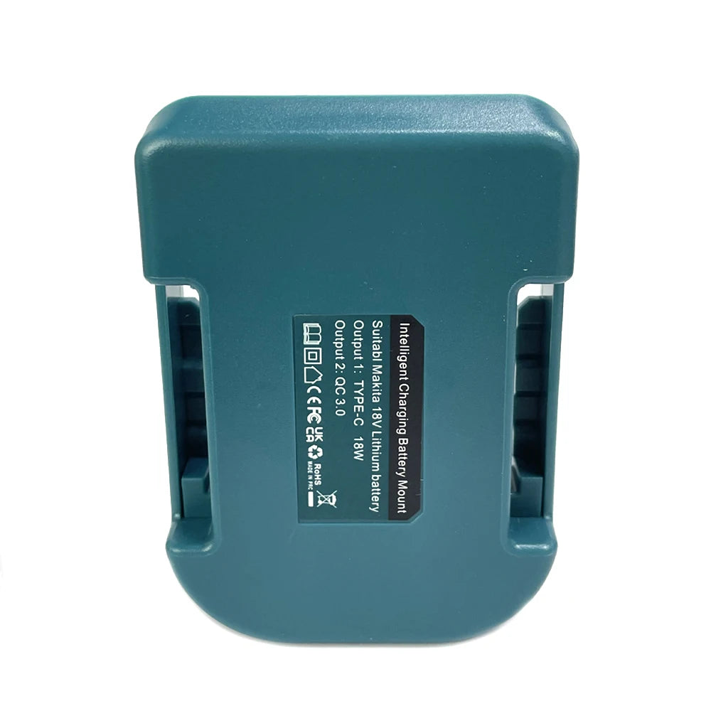 USB Charger Adapter for Makita 18V/40V Battery with USB & Type-C Fast Charging Power Wheel Adapter Charger (No Battery)