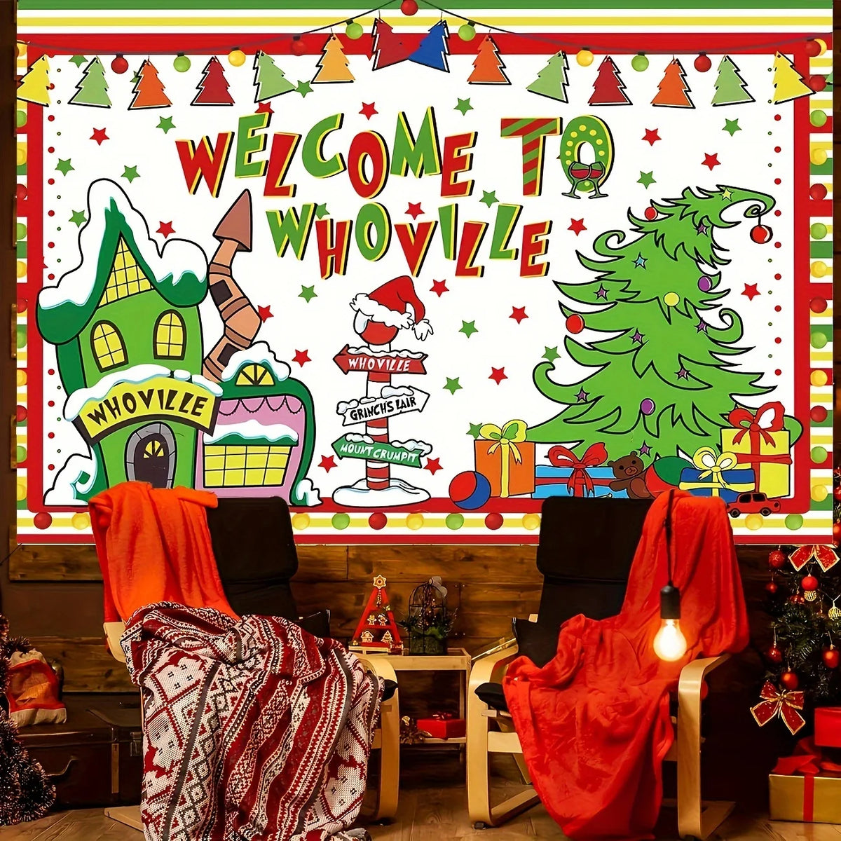 Christmas 'Welcome to Whoville' Fabric Backdrop