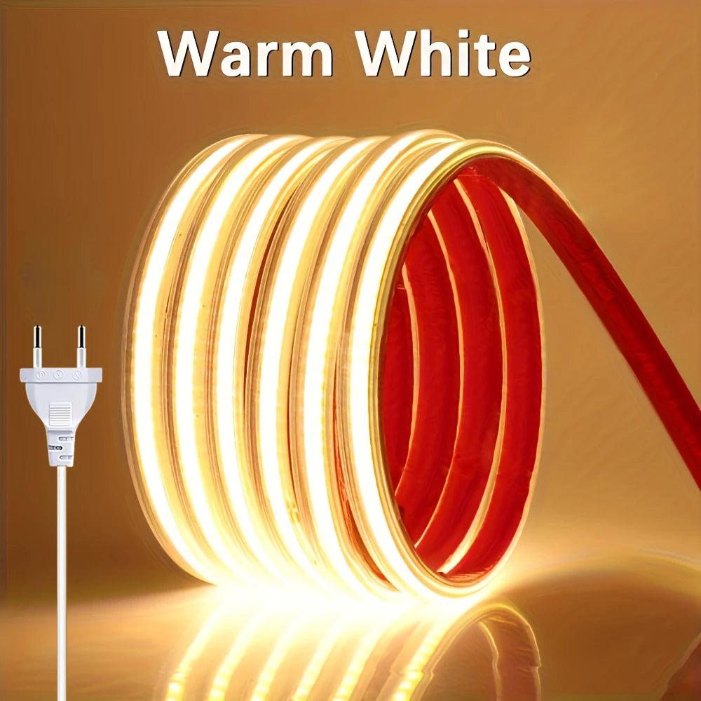 220V COB LED Strip, Warm or White, Length Options