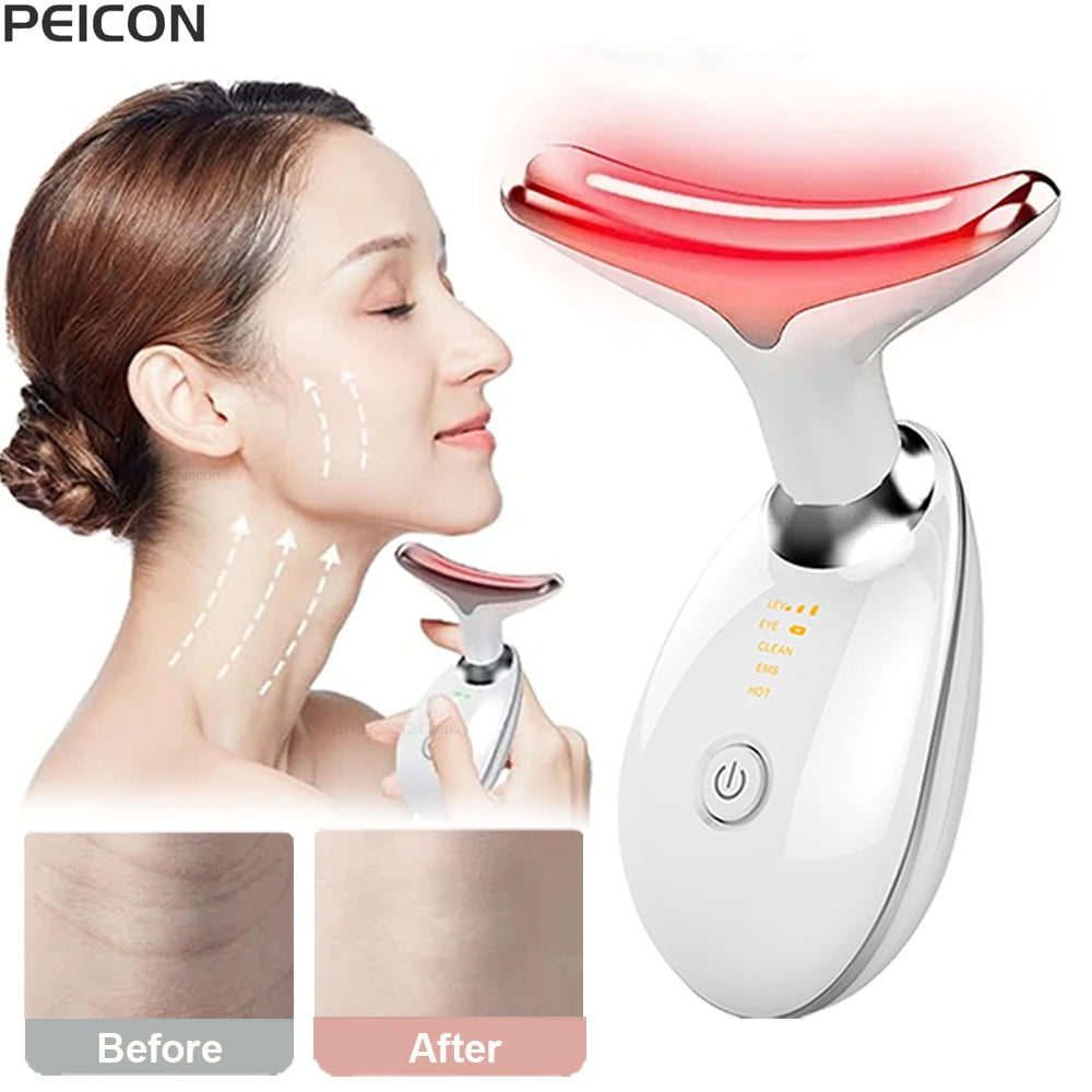 Facial Massager EMS Facial Microcurrent Anti-aging Facial Massager Red Light Therapy Skin Tightening Neck Face Lifting Massager 