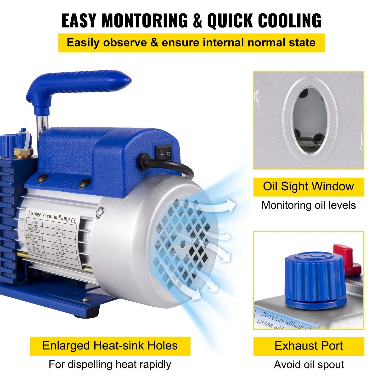 Σετ αντλίας κενού HVAC 3CFM 1/4HP με μετρητές και σωλήνες