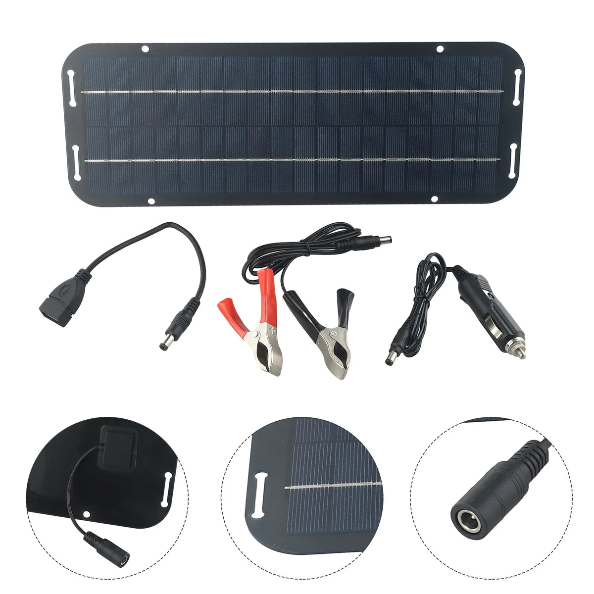 Cargador de panel solar monocristalino para batería, cargador de goteo/auxiliar de 12V, panel solar, controlador solar, cargador para coche, furgoneta, barco, kit