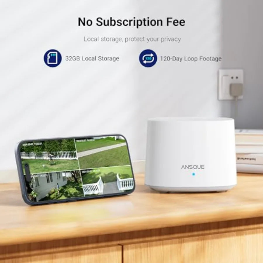 Solar-Powered 2K Outdoor Security Camera System with AI Detection