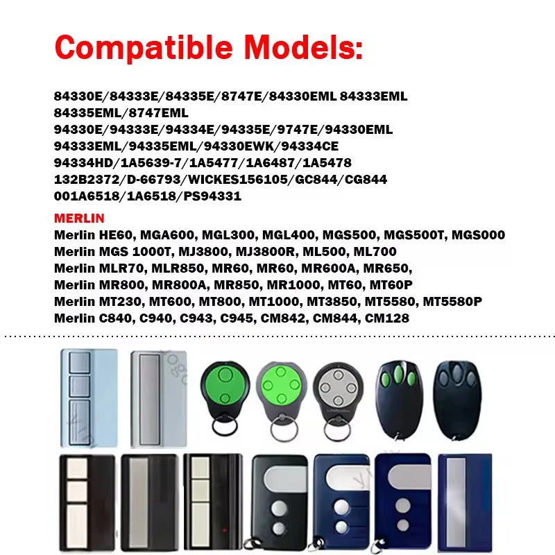 94335E 94335EML 94330E 1A5639-7 Gate Remote Control MERLIN C945 C943 C940 C840 CM842 CM844 CM128 Garage Door Opener 433.92MHz