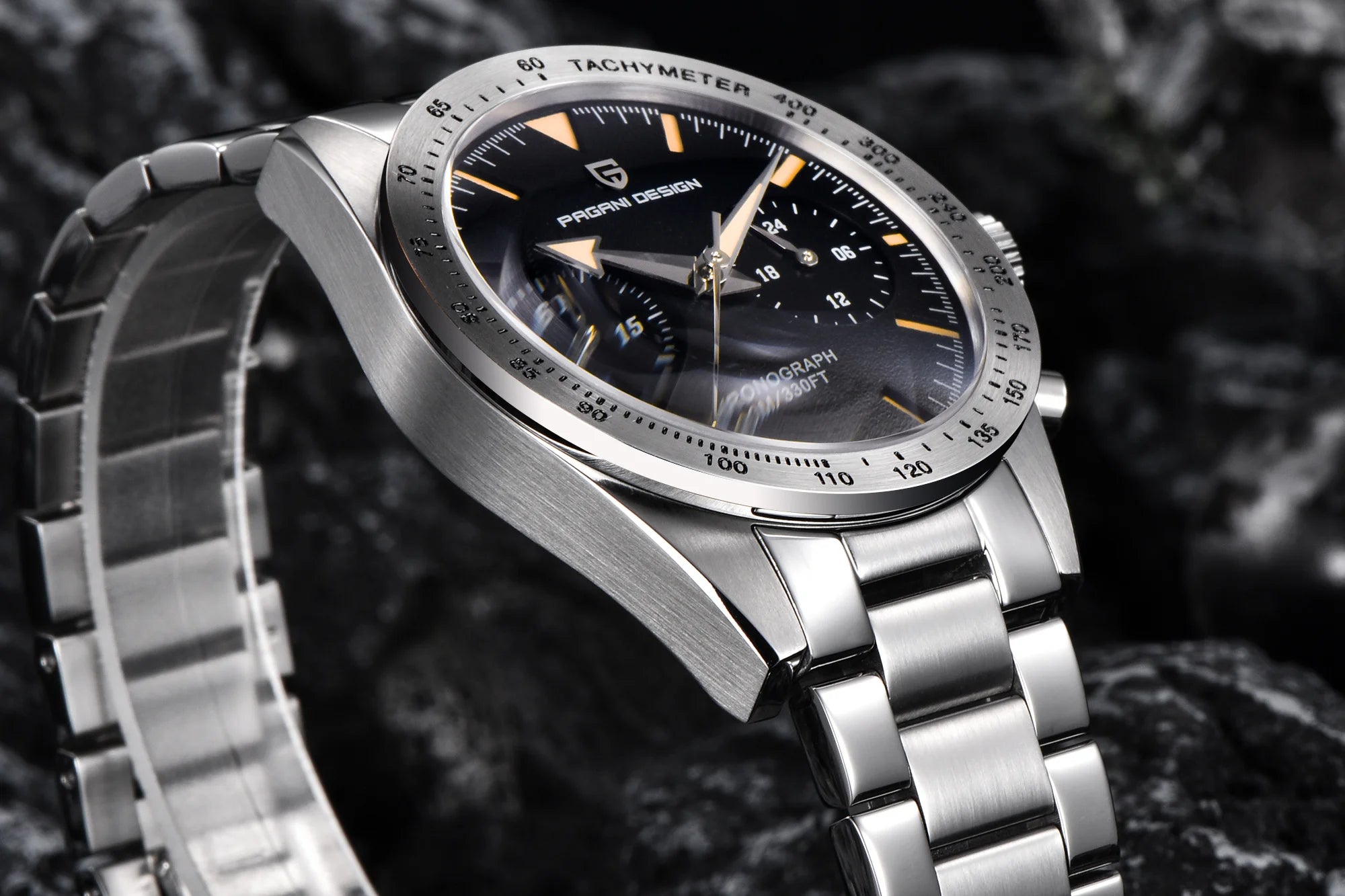 Herre Retro Pilot Chronograph Ur Rustfrit Stål 10Bar Vandtæt