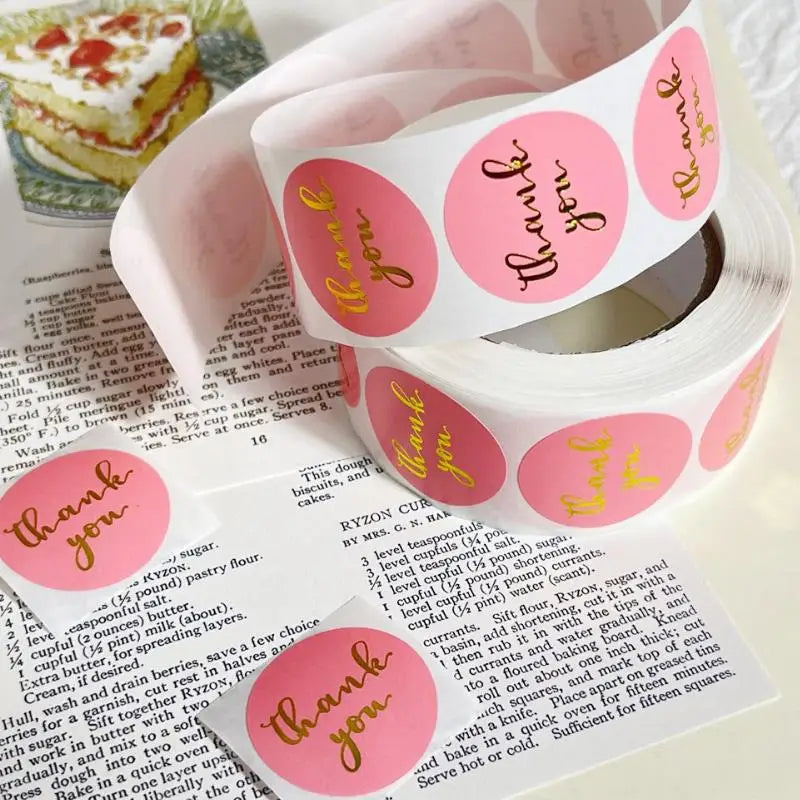 Adesivi Grazie Rosa e Nero Rotolo a Stampa a Caldo