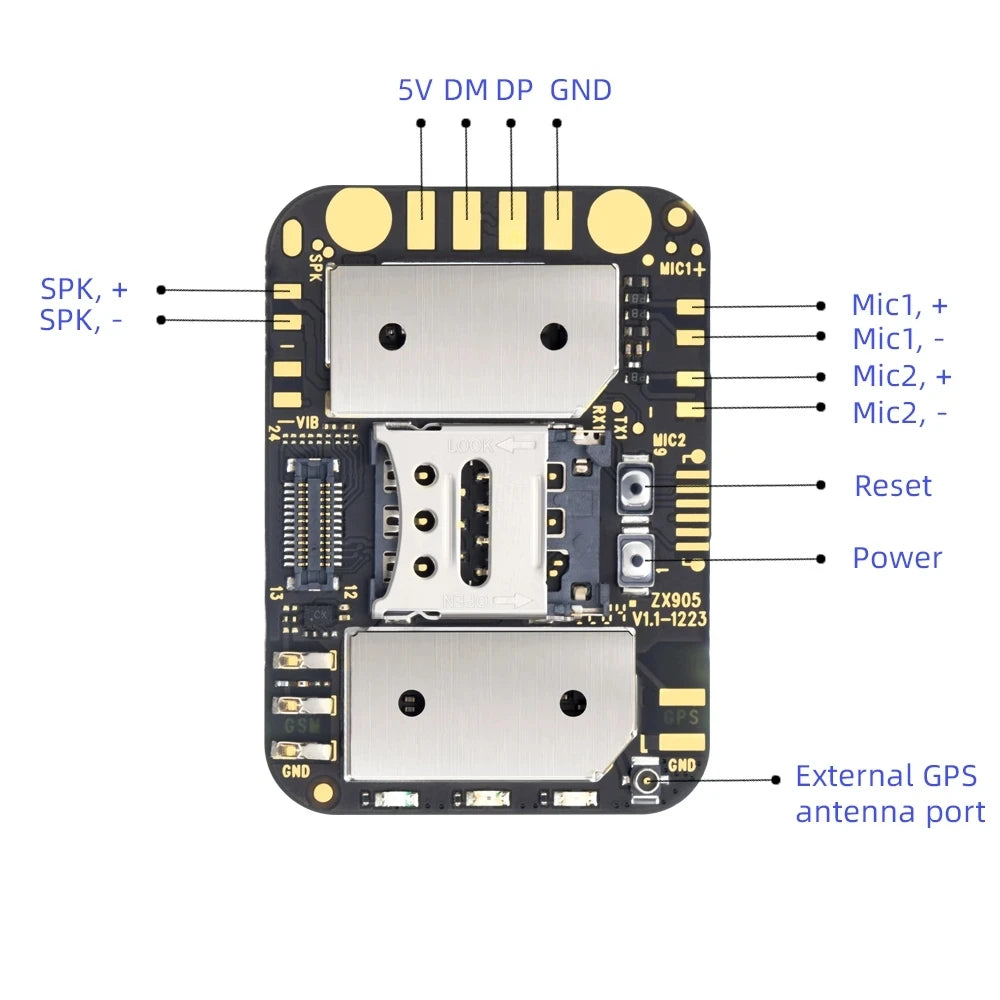 Mini ZX905 2G + 4G GPS-Tracker Chip LTE CAT-1 Tracking PCBA Modulboard Anti-Lost WLAN Beidou Satellit Für Kinder Haustiere Katze Hund