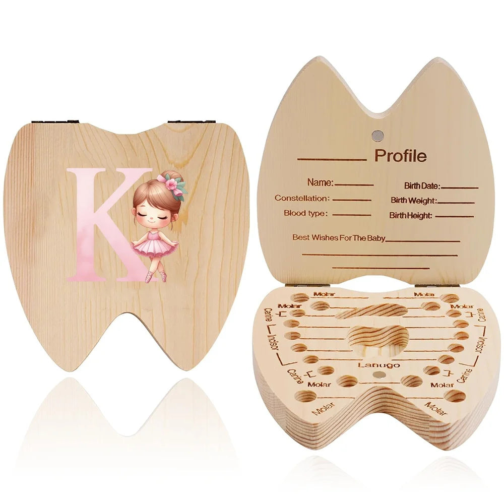 Wooden Baby-Tooth Keepsake Box, Letter Options