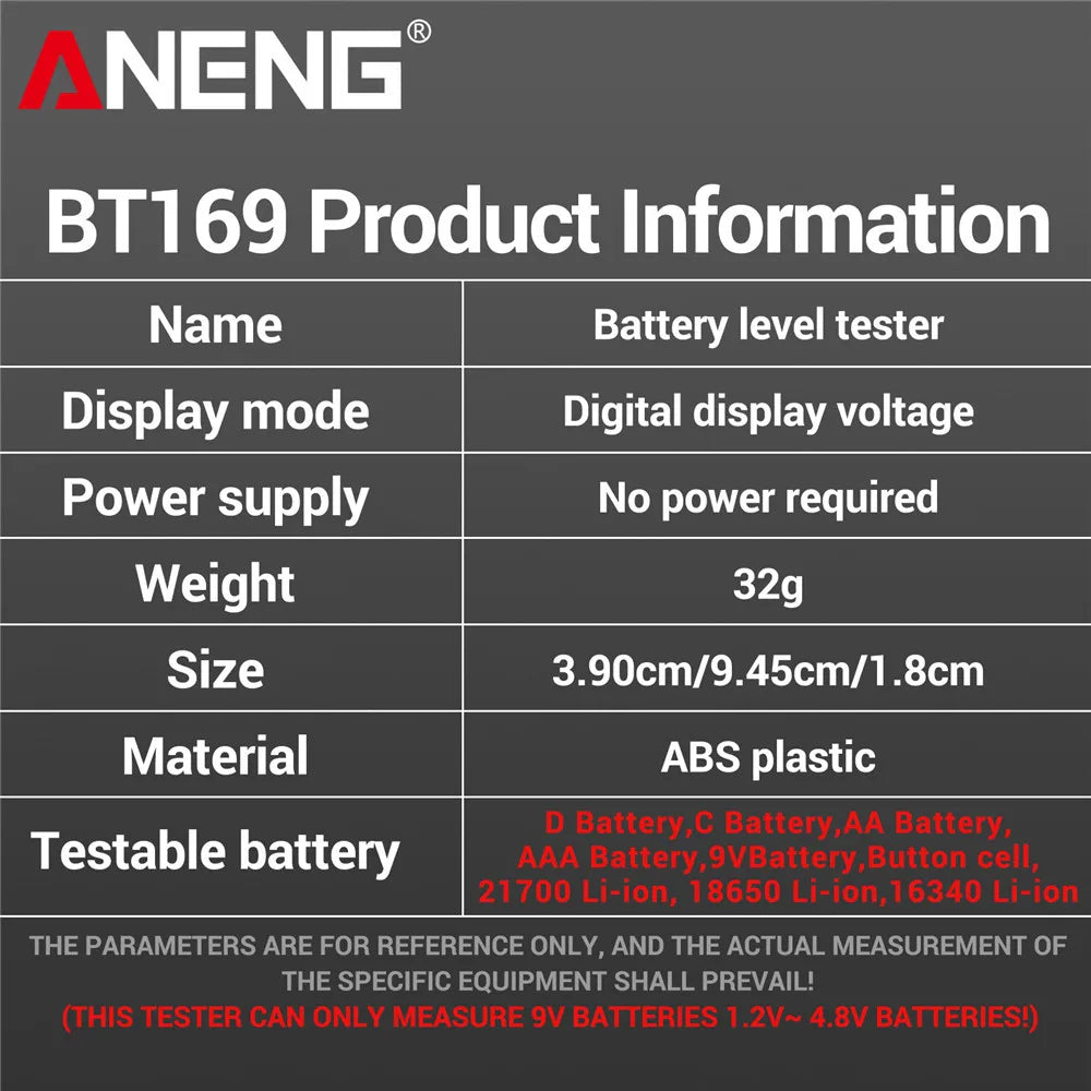 ANENG BT169 digital batteritestare