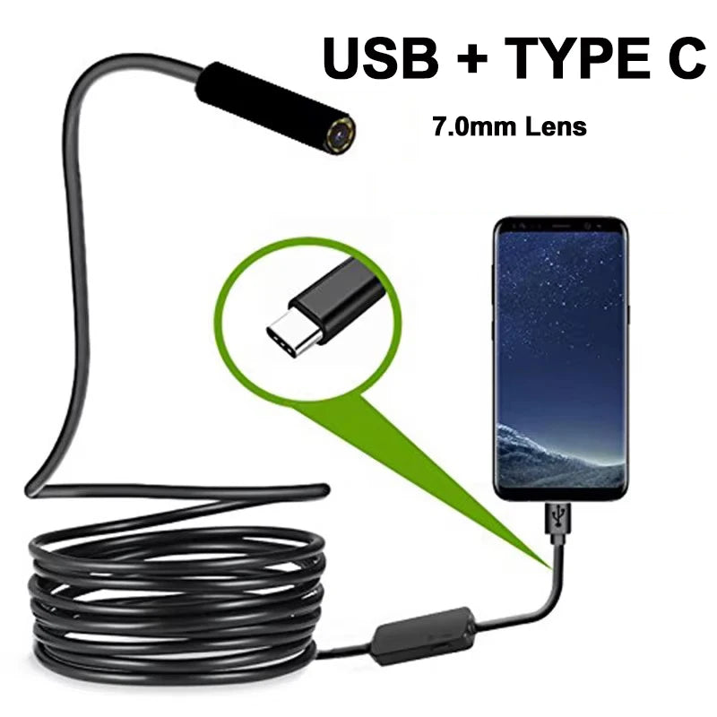 Type-C Endoscope Camera with 6 LEDs and IP67 Waterproof Design