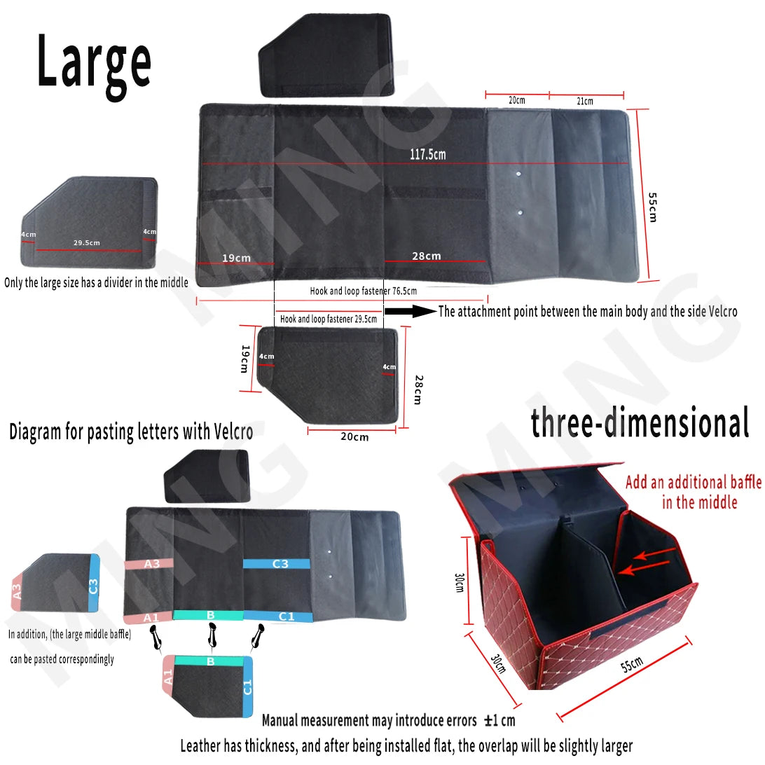 Car Trunk Organizer Box Large Capacity Auto Multiuse Tools Storage Bag Stowing Tidying Leather Folding For Emergency Storage Box