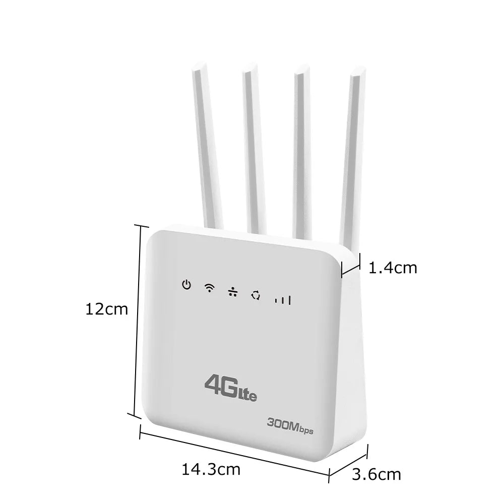 4G LTE WiFi 6 Router 300Mbps SIM Modem for 32 Devices
