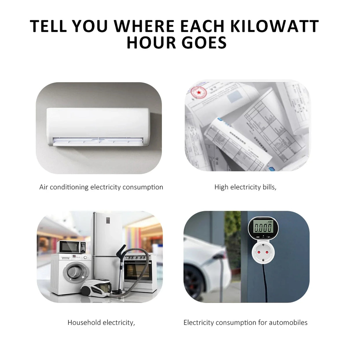 EU Plug Energy Meter with Tilting LCD, Ordinary or VA Screen