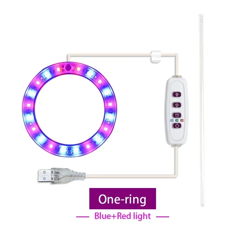 USB Ring Grow Light, Adjustable Height and Head Options