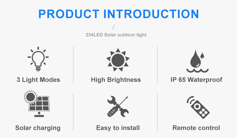 Solar Lights 234LED Solar Security Lights Outdoor Garden Motion Sensor 3 Modes Waterproof Split Solar Flood Wall Lights Garage 