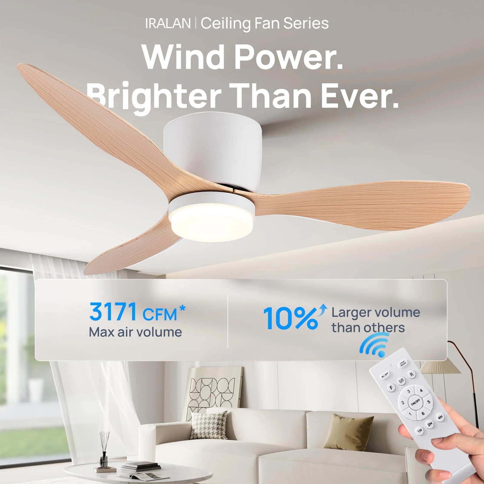 Ceiling Fan with Light and High-Airflow LED for Modern Living Spaces