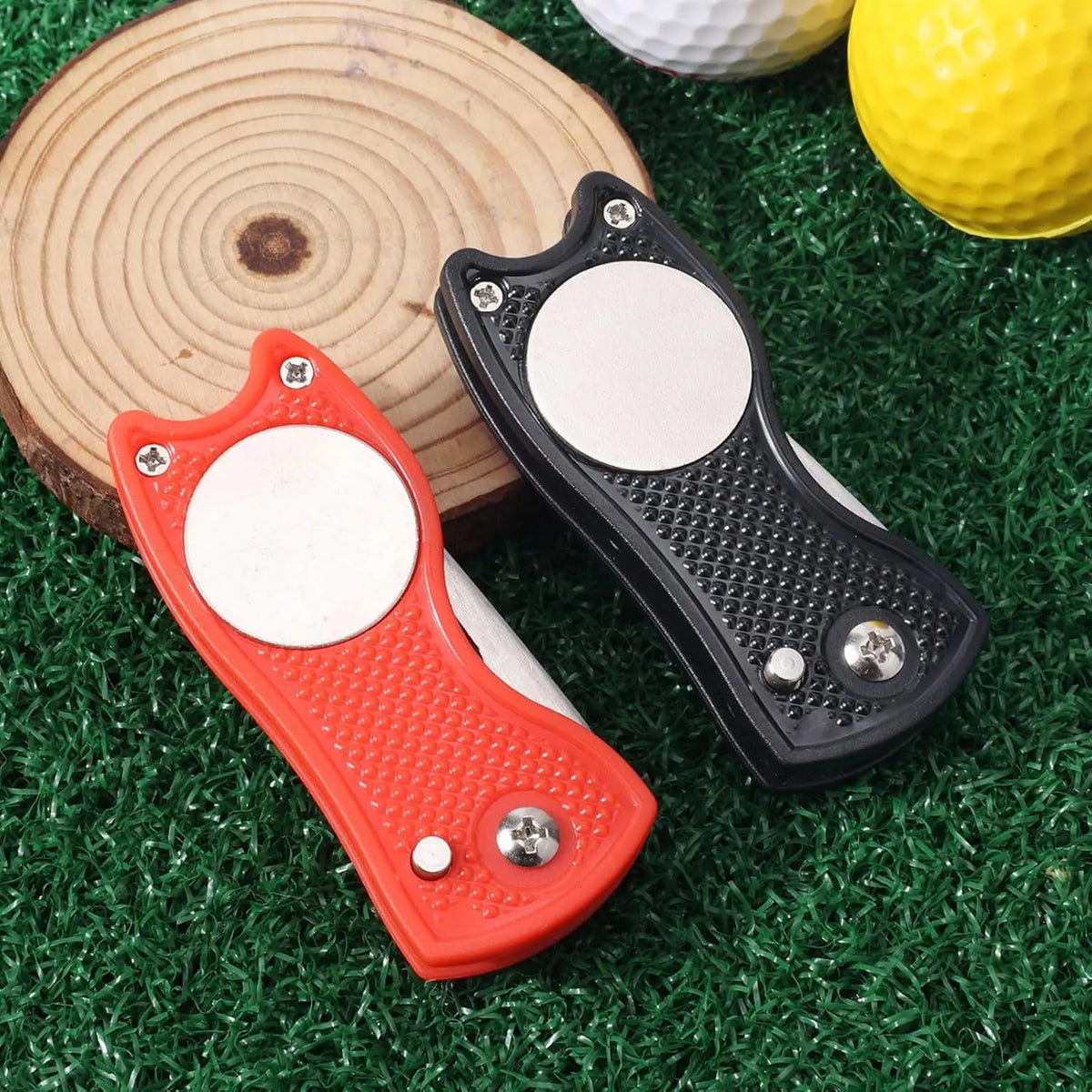 Folding Golf Divot Tool with Magnetic Ball Marker