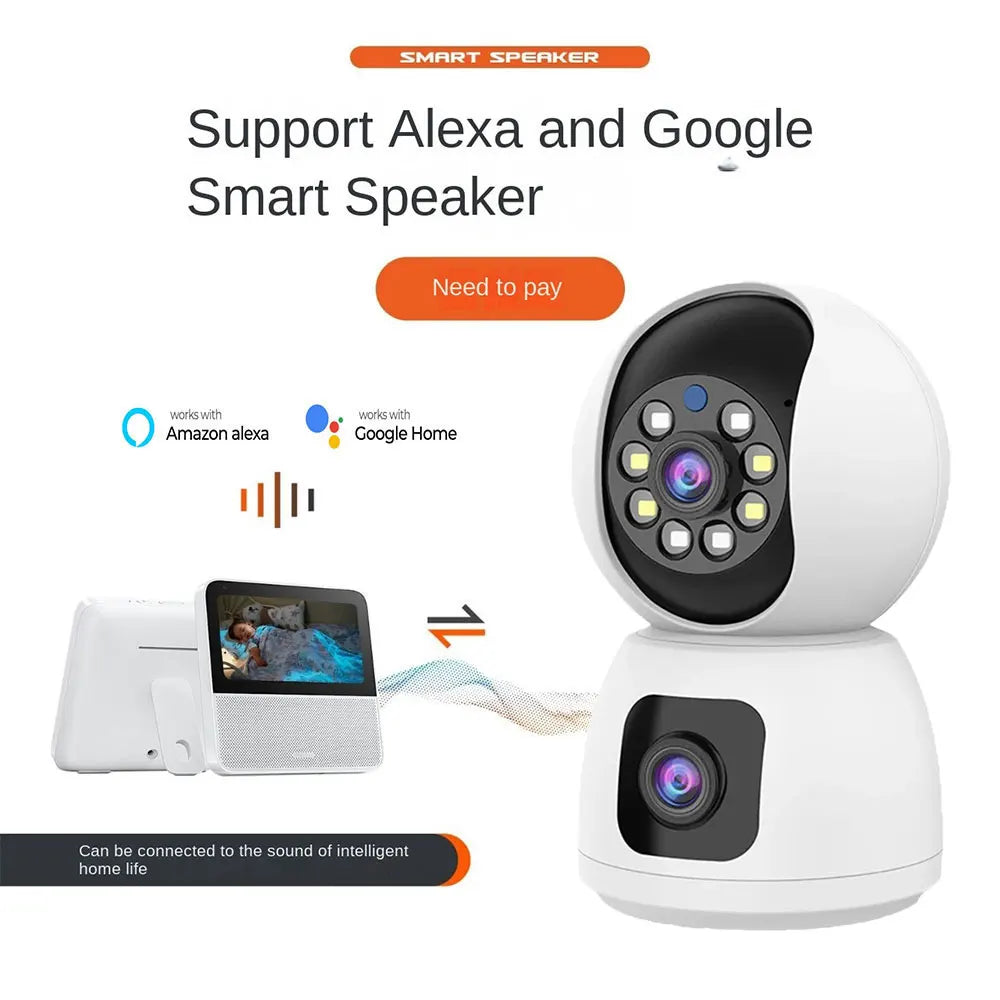 4K 8MP Dual-Lens PTZ Security Camera with Dual-Screen, AI Auto Tracking, Color Night Vision