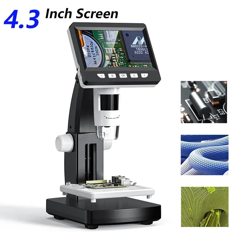 1000X 4.3" LCD Digital Microscope 1080P Coin Microscopio 8 LED Lights USB Magnifier Soldering Repair Video Microscope for Coin 