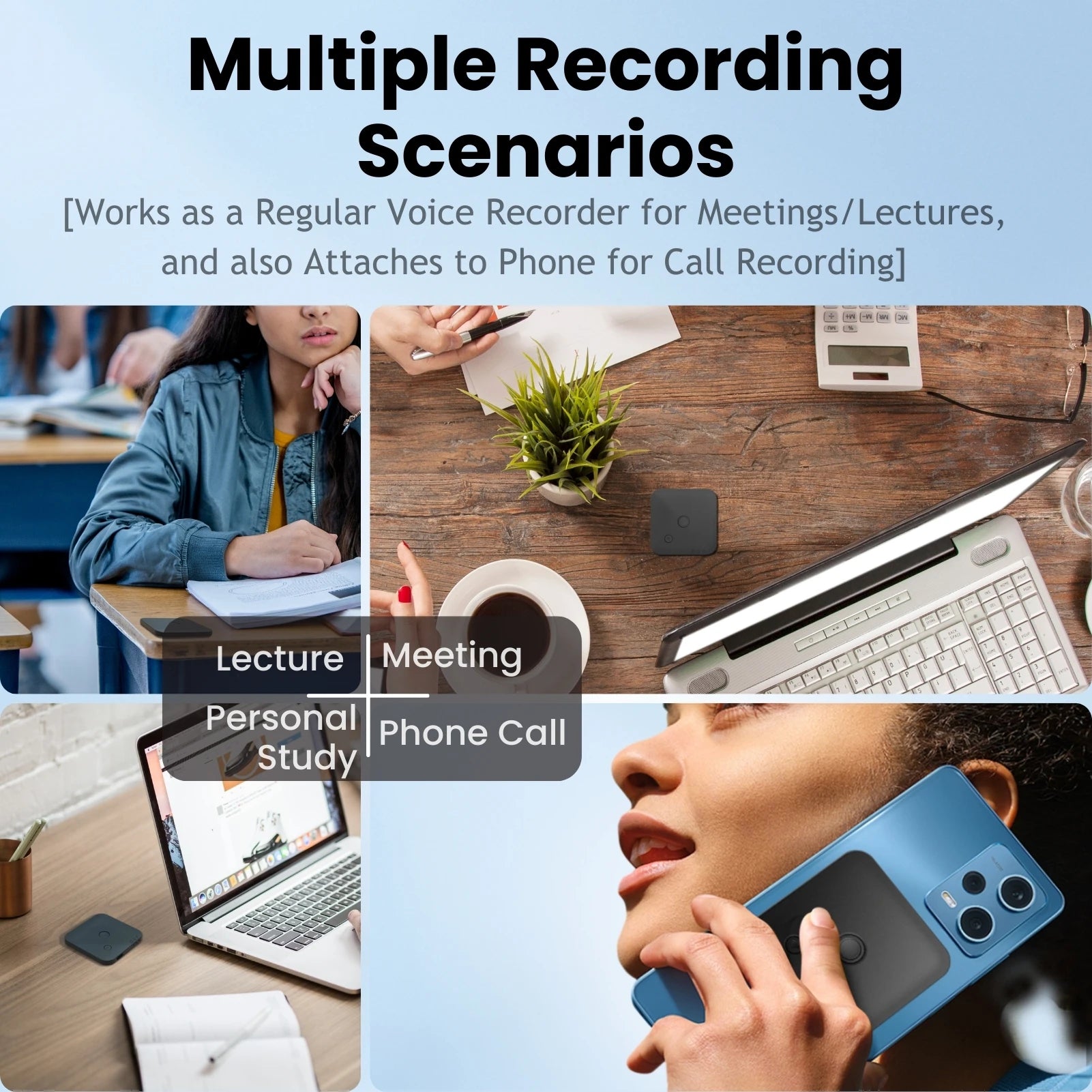 AI-Powered Voice Recorder and Call Recorder with Speech-to-Text & Summarization, Supports 100 Languages, 64GB Storage Spy-shop.com