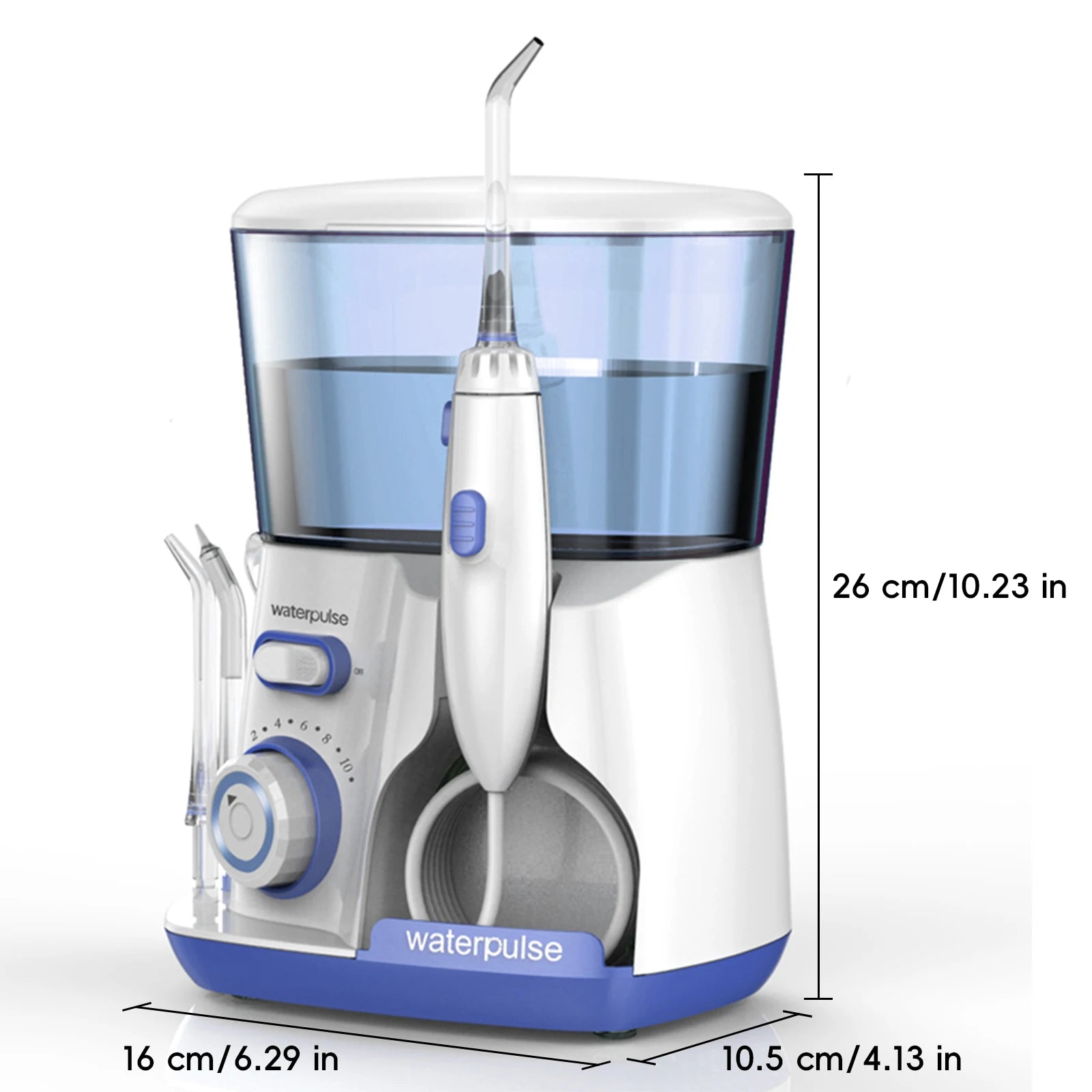 Waterpulse Electric Water Flosser Oral Irrigator, 800ML Large Capacity Dental Water Hygiene Flossing Teeth Cleaner with 5x Tips 