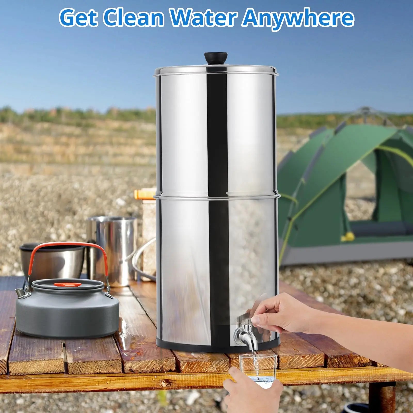 304 Stainless Steel Water Filter System with 2 Carbon Filters, 2.25 Gallon