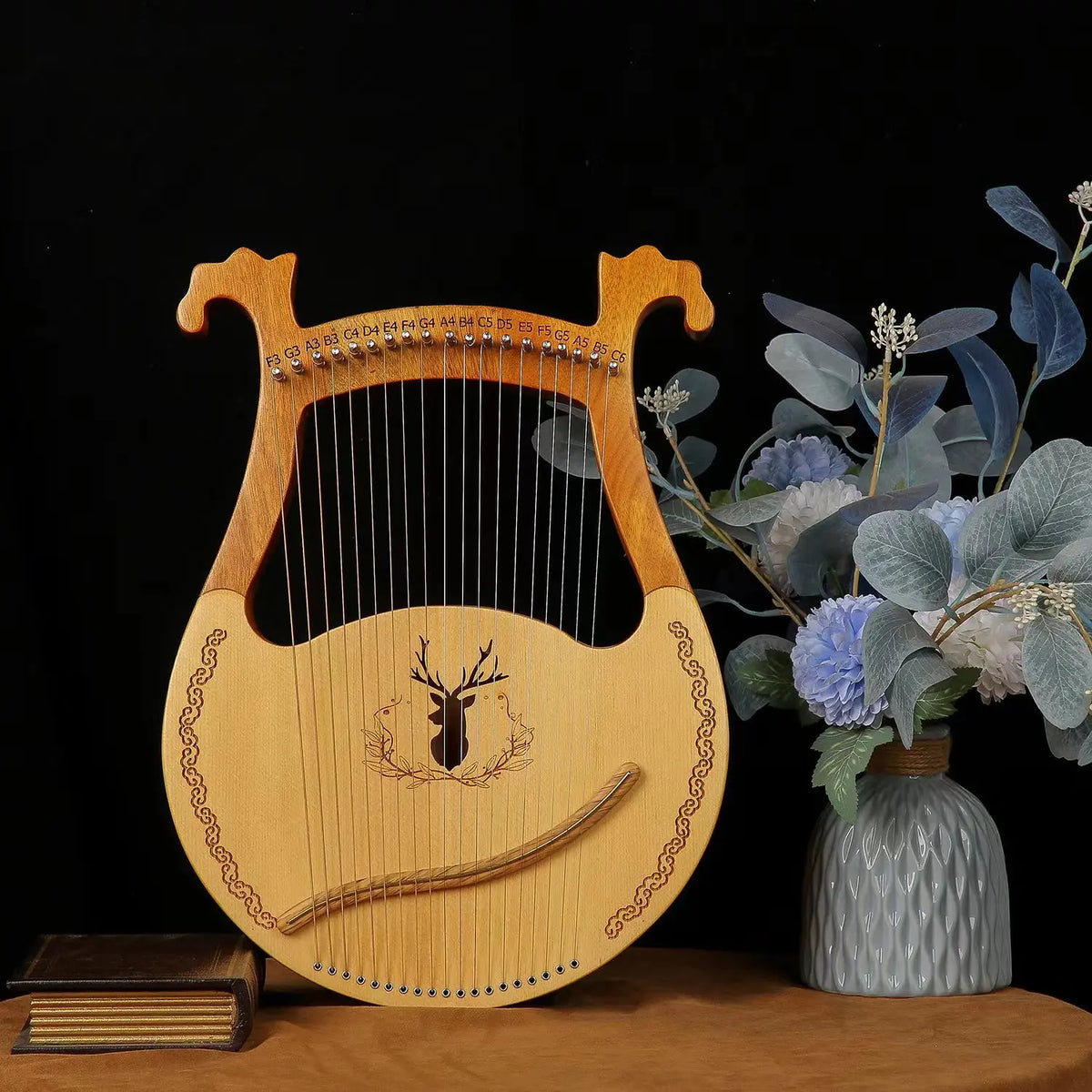 Mahogany Lyre Harp - String and Tuning Options