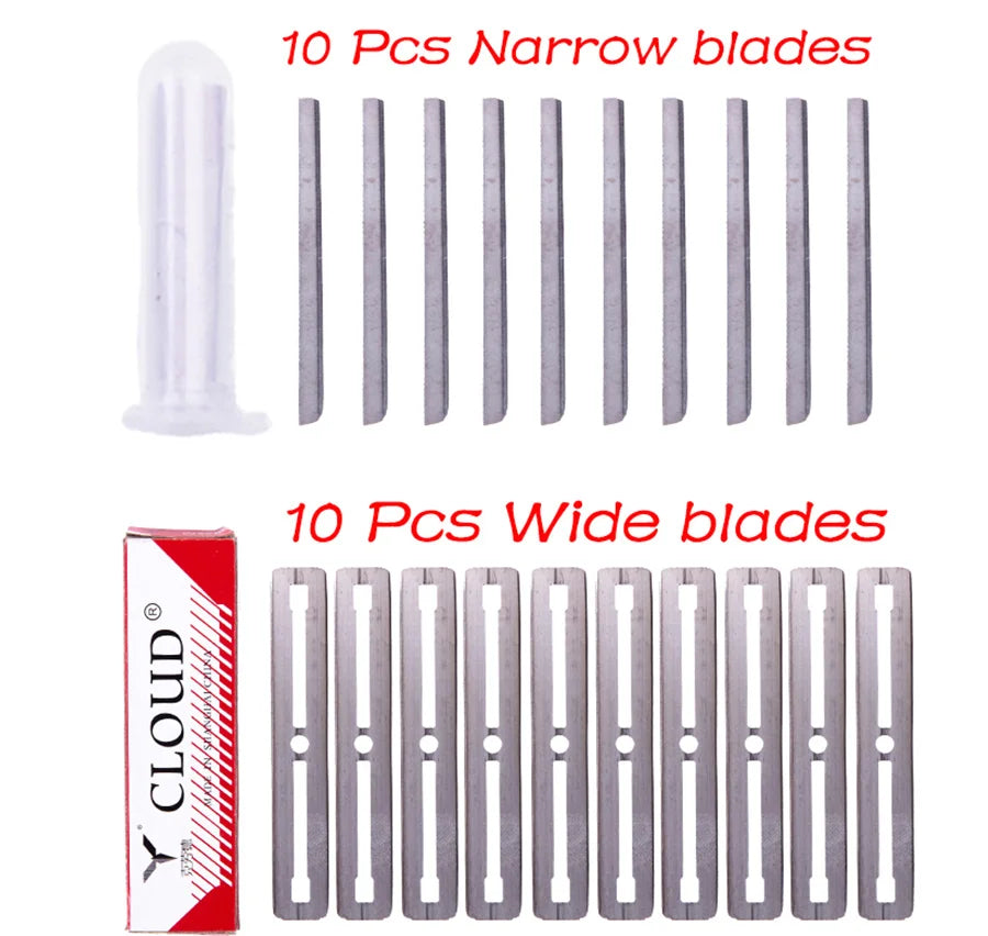 Præcisionsbarberingssæt med blade og pincet