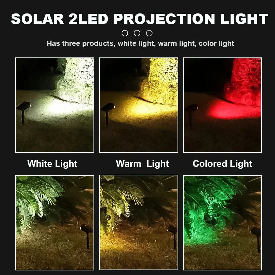مصباح كشاف شمسي للحديقة، بخيارات الأبيض أو الأبيض الدافئ أو RGB