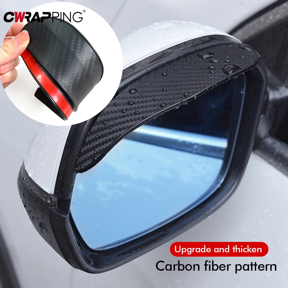 2PCS Car Rearview Mirror Rain Eyebrow Carbon Fiber Sun Visor Shade Cover Protector Clear Vision for Rain Car Mirror Accessories 