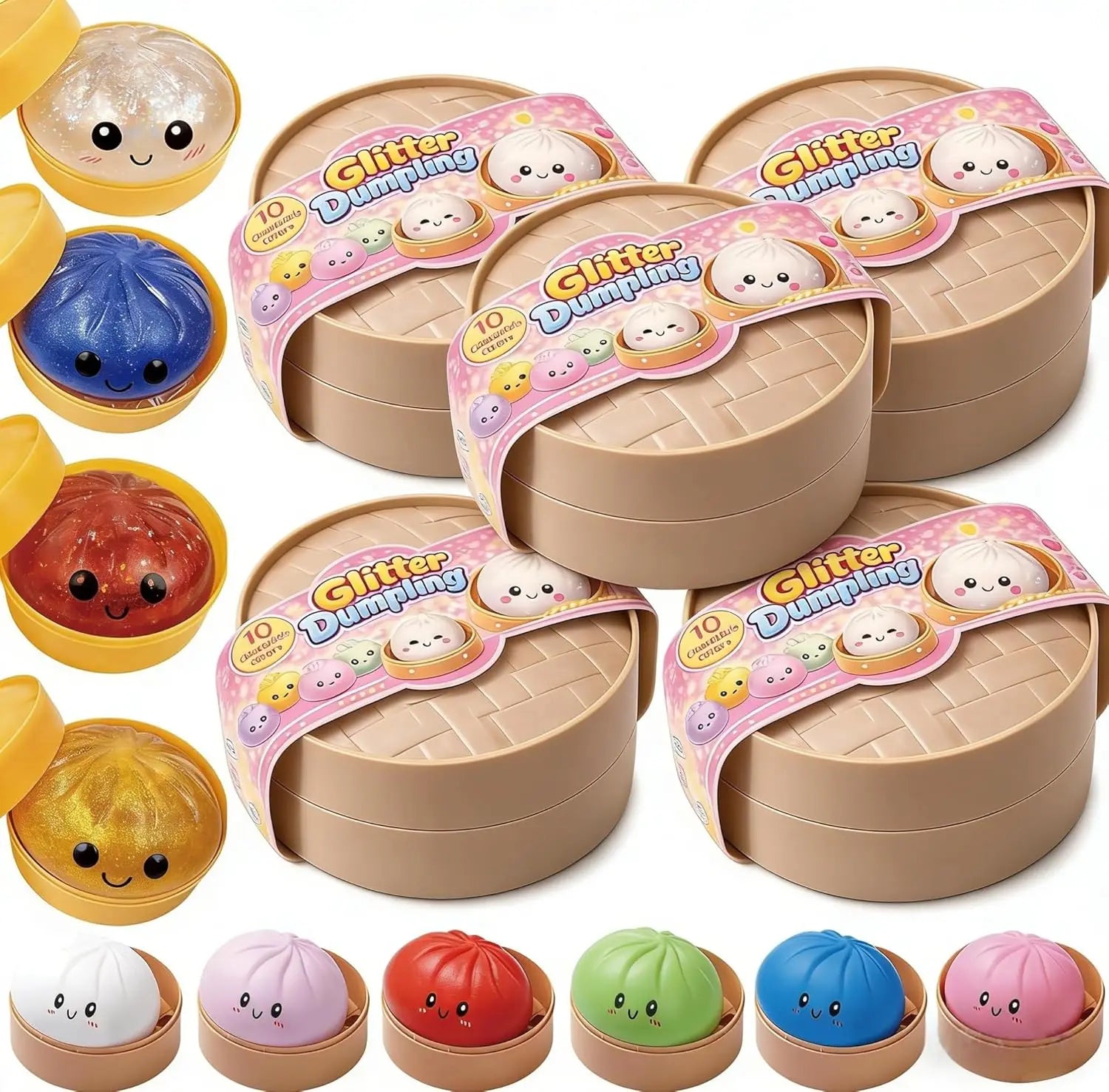 Glitter Dumpling Squishy Mystery Box, 10 Colors Random Gift