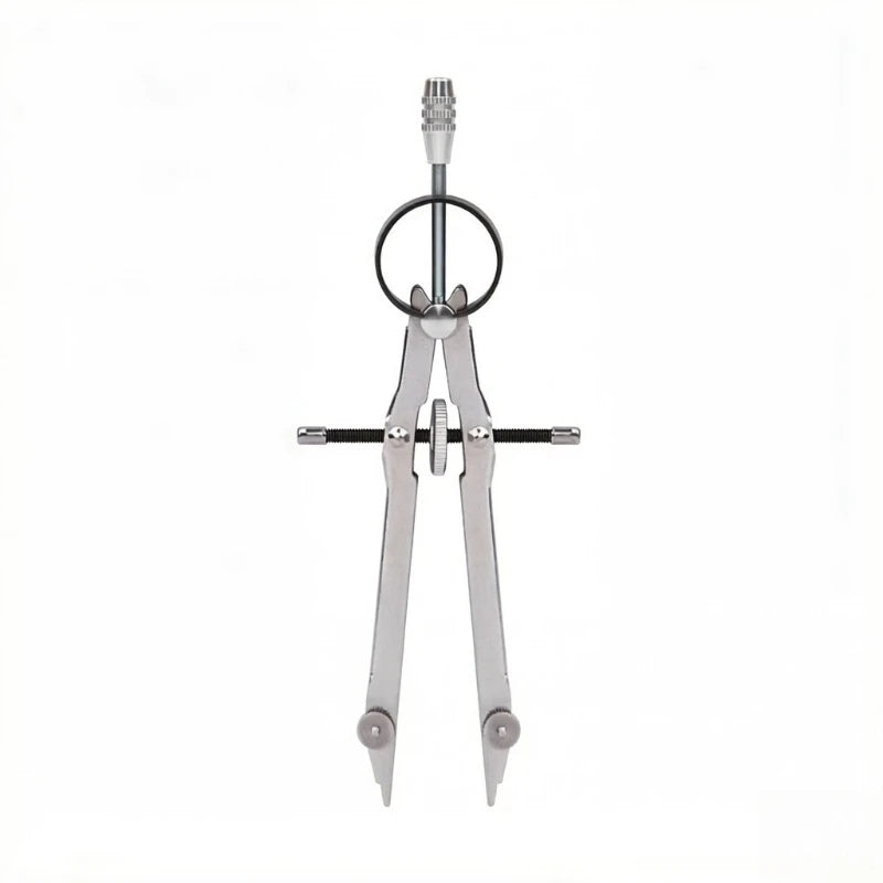 Metal Drawing Compass with Adjustment Wheel & Spare Leads