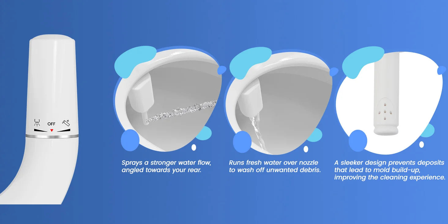 Ultra-Slim Bidet Attachment for Toilet with Dual Nozzles
