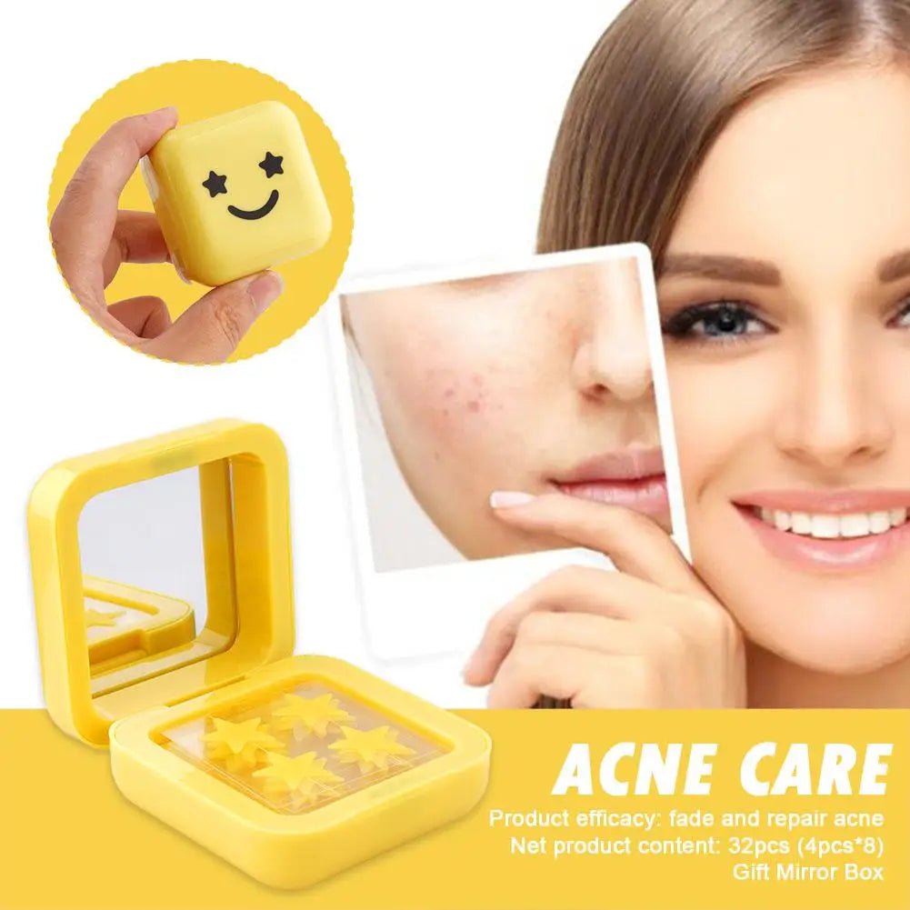Blue & Yellow Stars Hydrocolloid Acne Patches with Mirror Storage Box