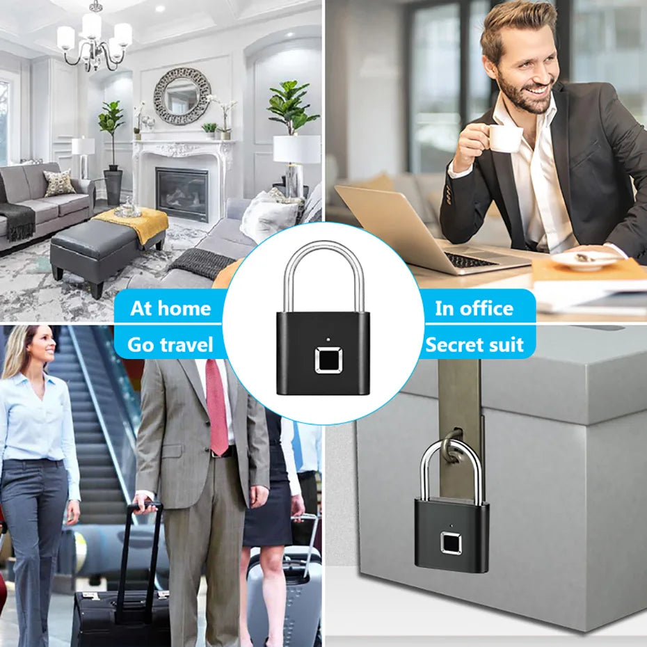 KERUI Fingerprint Lock Keyless USB Charging Smart Padlock Anti-theft Zinc Waterproof Door Lock 0.2sec Unlock Portable Door Lock