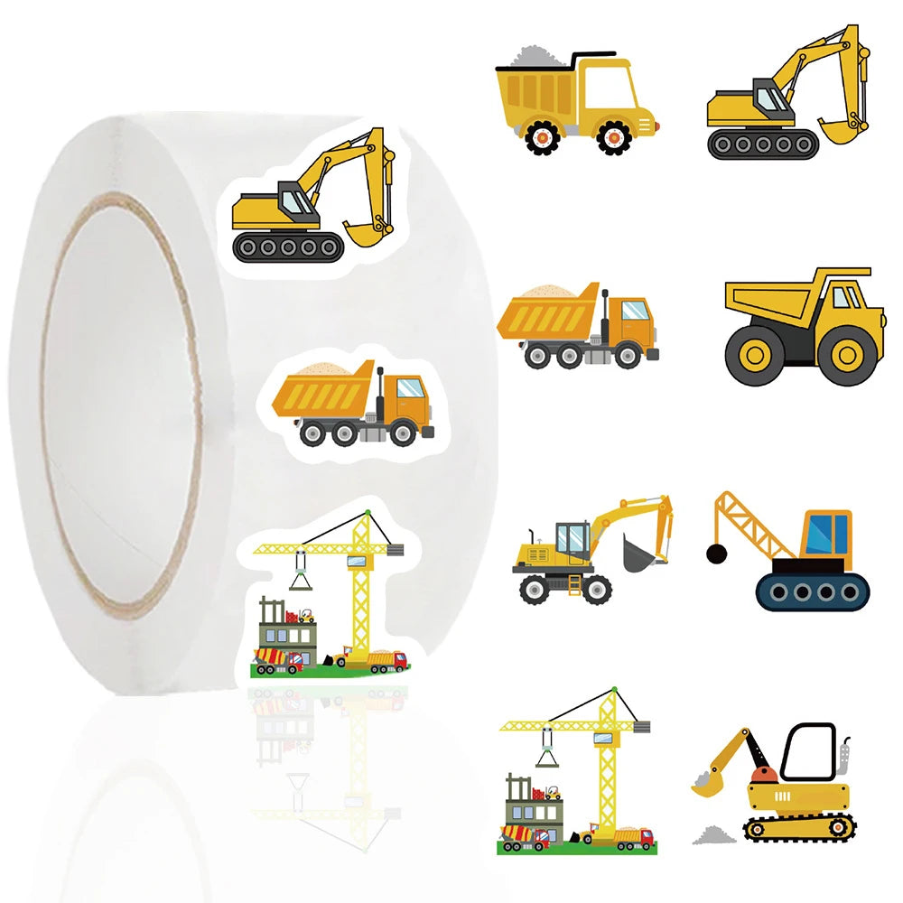 Construction Vehicle Sticker Roll for Kids