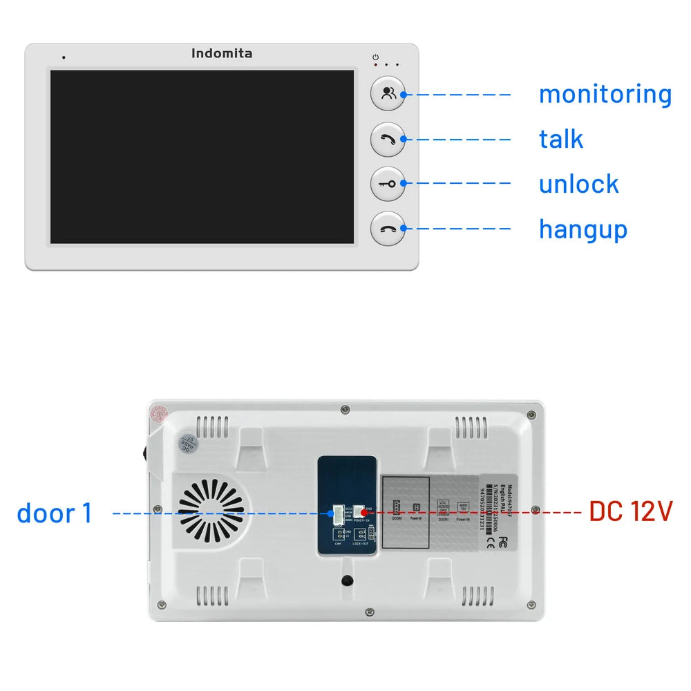 Indomita Video Door Phone Wired,Doorbell Intercom System for Home,Outdoor Metal Doorbell,Waterproof Cold Resistant ,Night Vision Spy-shop.com