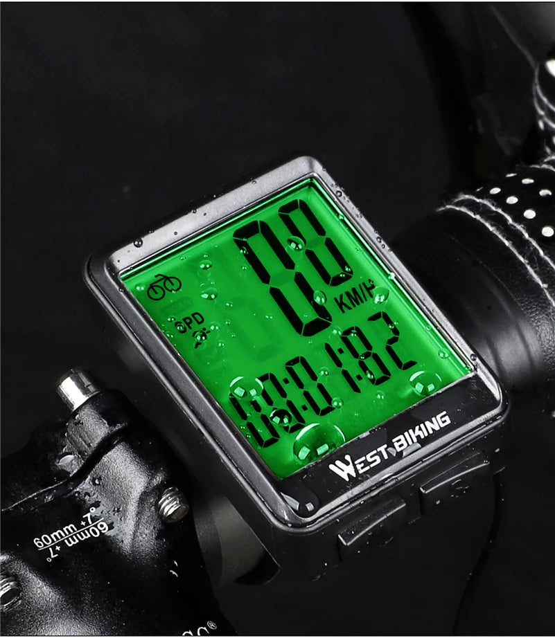 WEST BIKING Bicycle Wireless Computer MTB Road Bike Odometer Waterproof With Backlight Cycling Speedometer LED Rate Stopwatch 