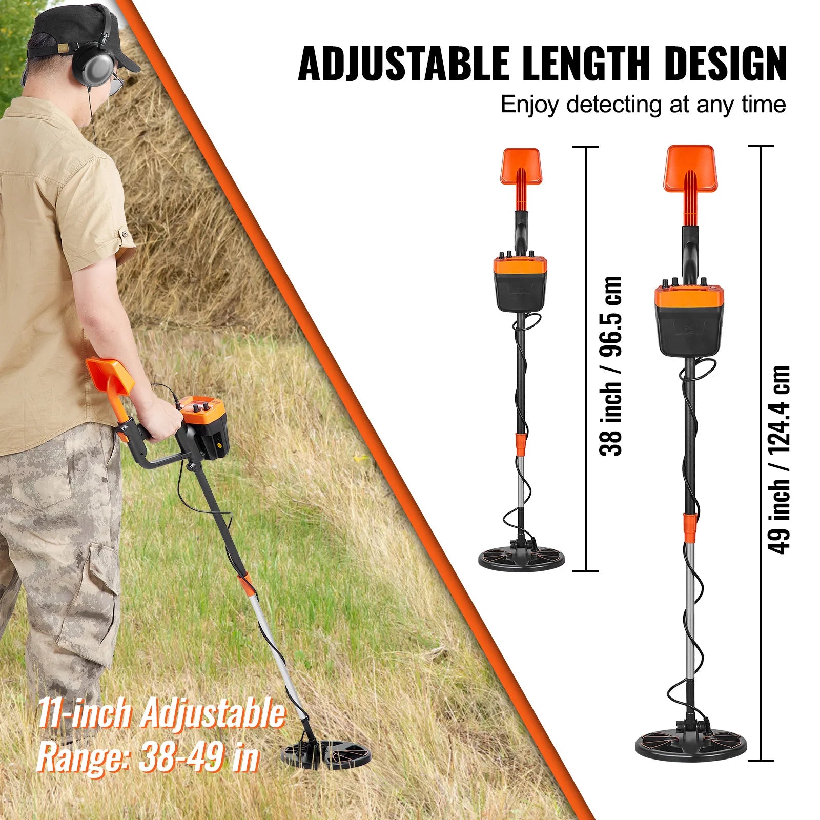 8-Inch Waterproof Metal Detector with Adjustable Shaft for Adults