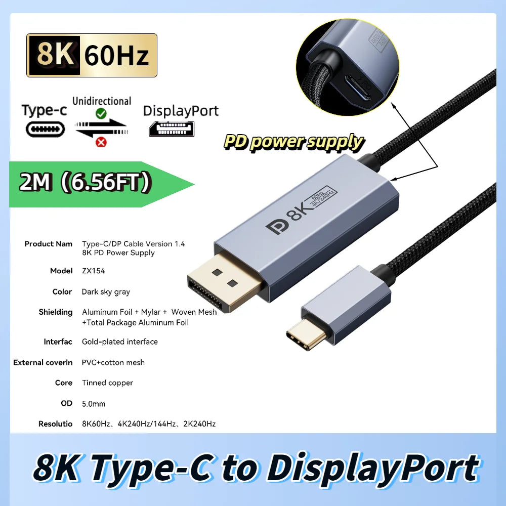 USB-C and DisplayPort Video Cable, Multiple Versions