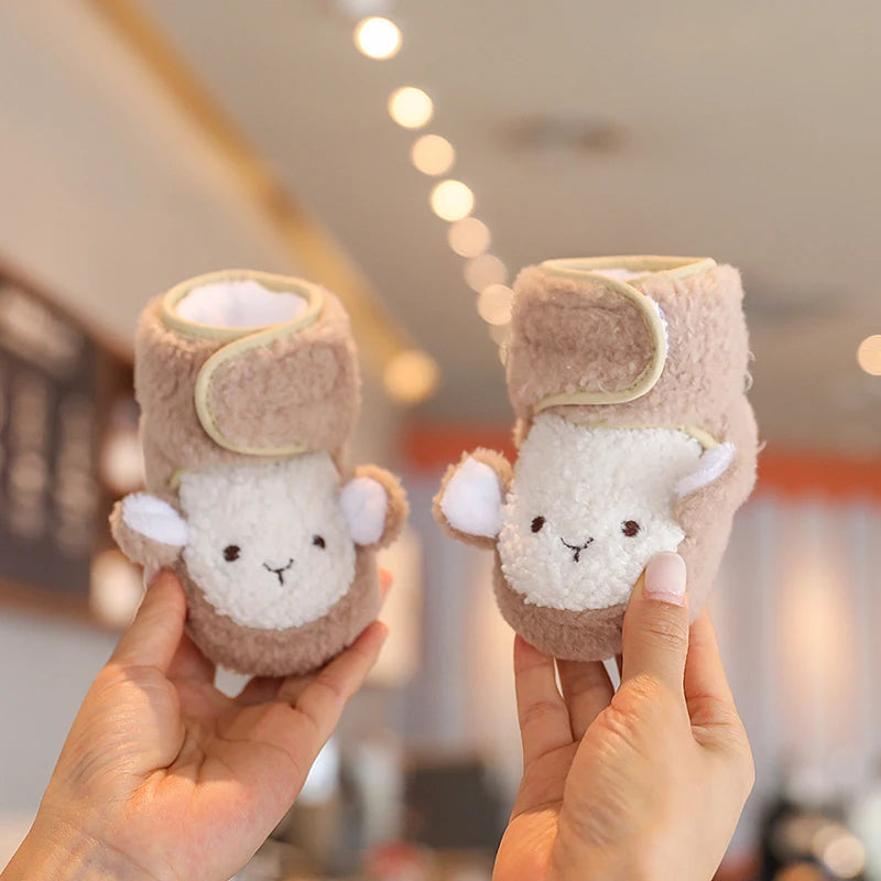 Cute Bear Baby Shoes Soft Plush Winter First Walkers