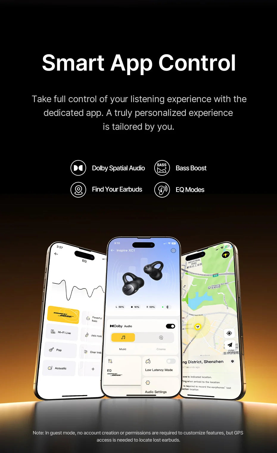 Căști wireless Baseus XC1 cu clips deschis pe ureche Bluetooth 6.1
