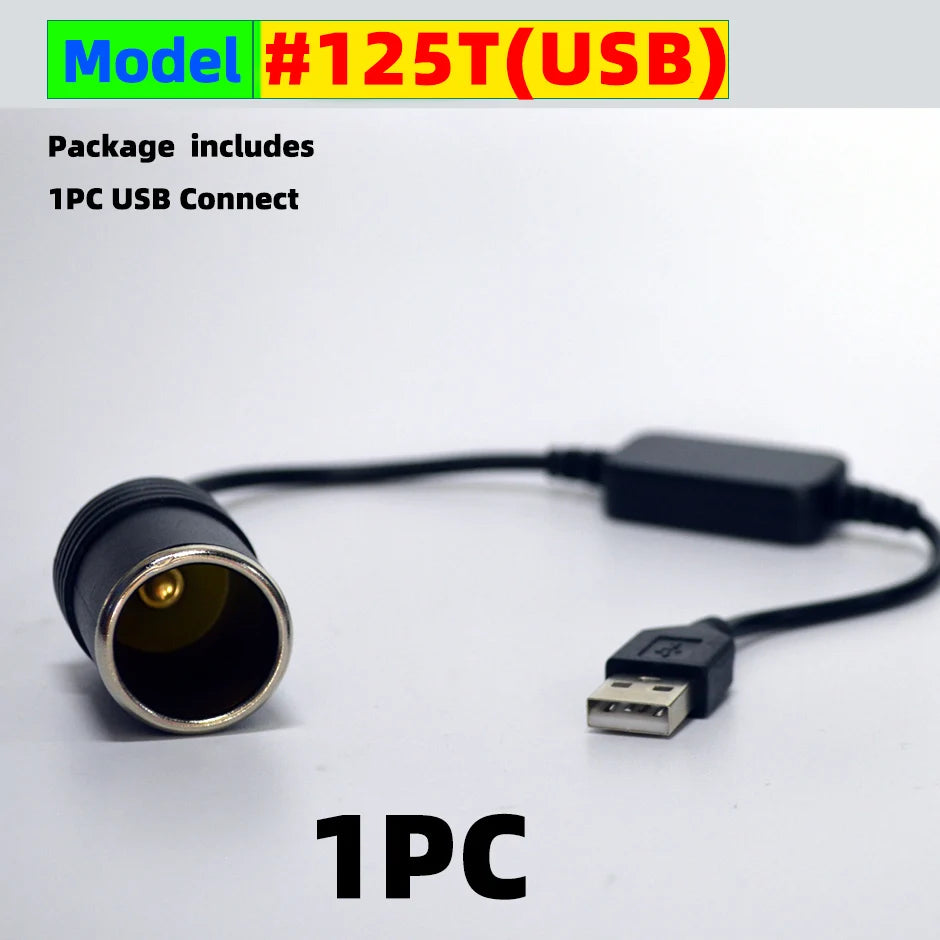 5V To 12V Converter Cable Extender USB or Type C Chargers To Cigarette Lighter Socket Power Adapter Electronics Car Accessories
