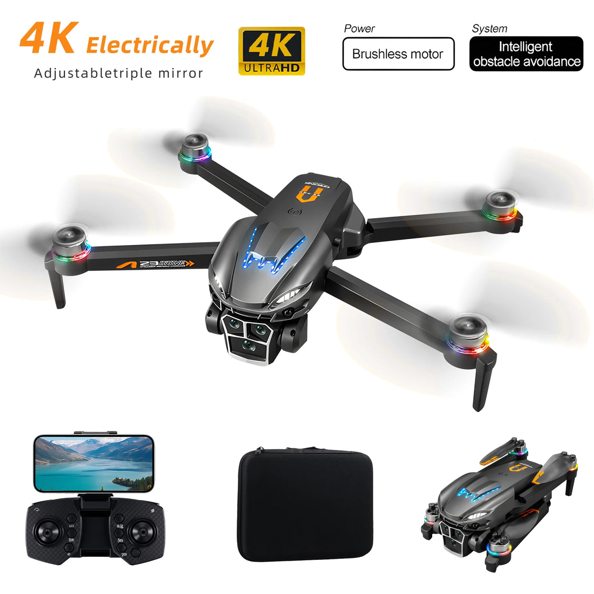 Podofo Drone 4k Professional Dual Camera  Mini Helicopter Quadcopter Toy Obstacle Avoidance Foldable RC Drone Headless Mode Mini Drones