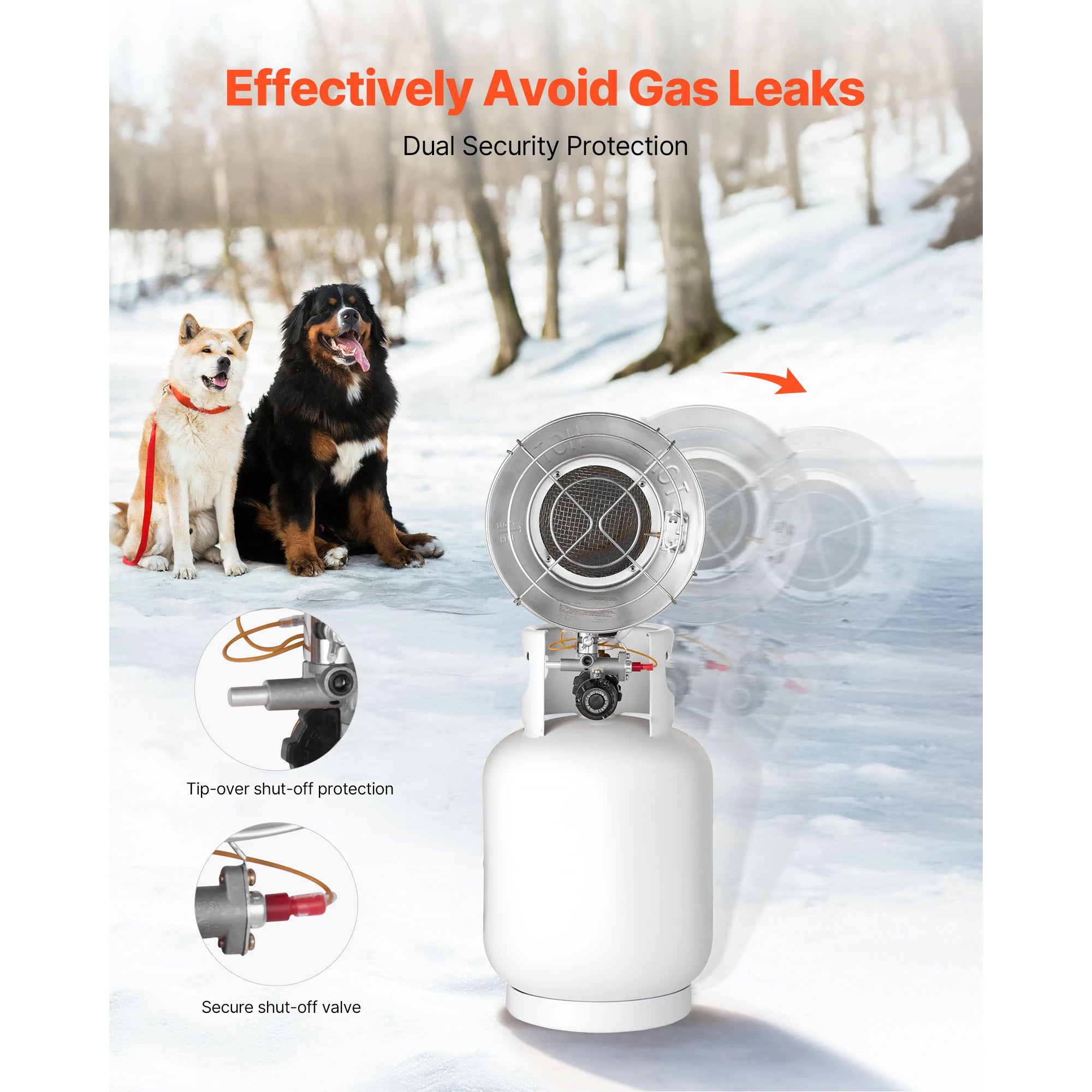 15000 BTU Propane Tank Top Heater with 180° Infrared Heat