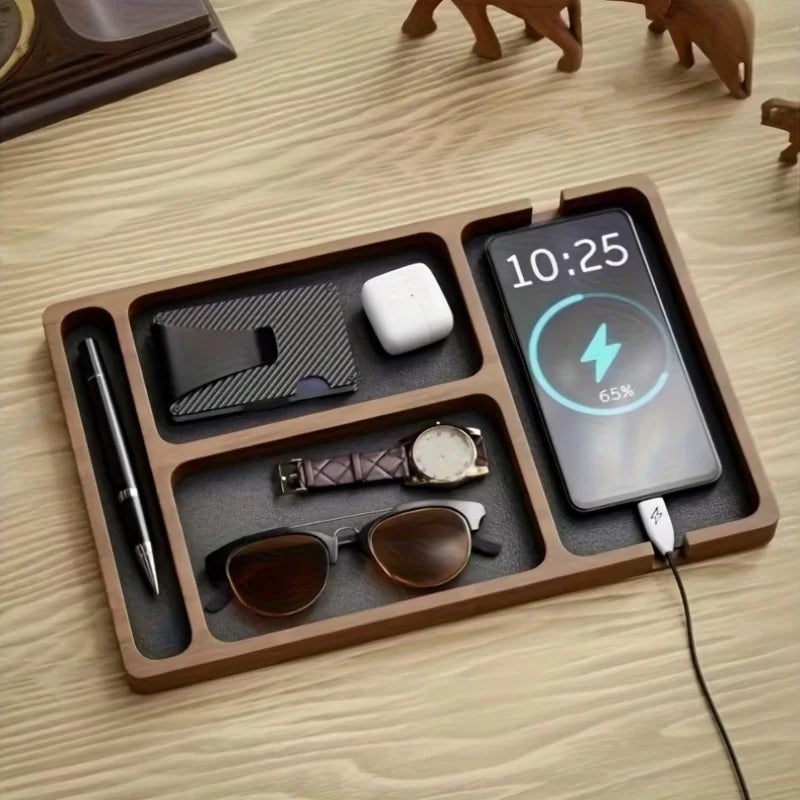 Organizer da scrivania con scomparti per telefono e accessori