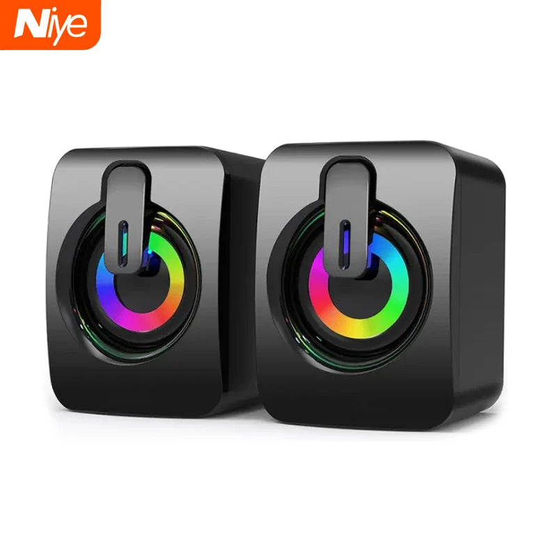 Compact Desktop Speakers with LED Lighting