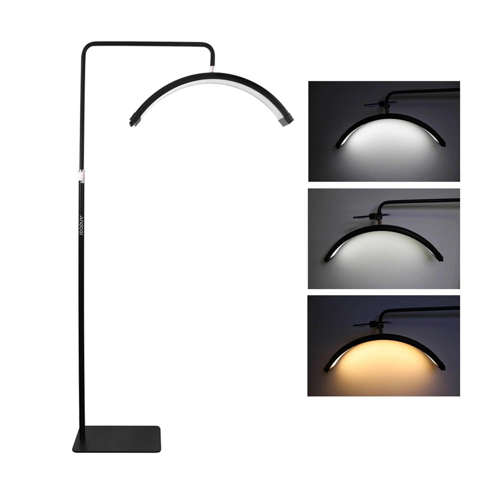 Andoer HD-M6X 36W Floor LED Video Light Half-moon Shaped Fill Light  3200K-5600K Dimmable with 180cm/ 70.9in Metal Light Stand 