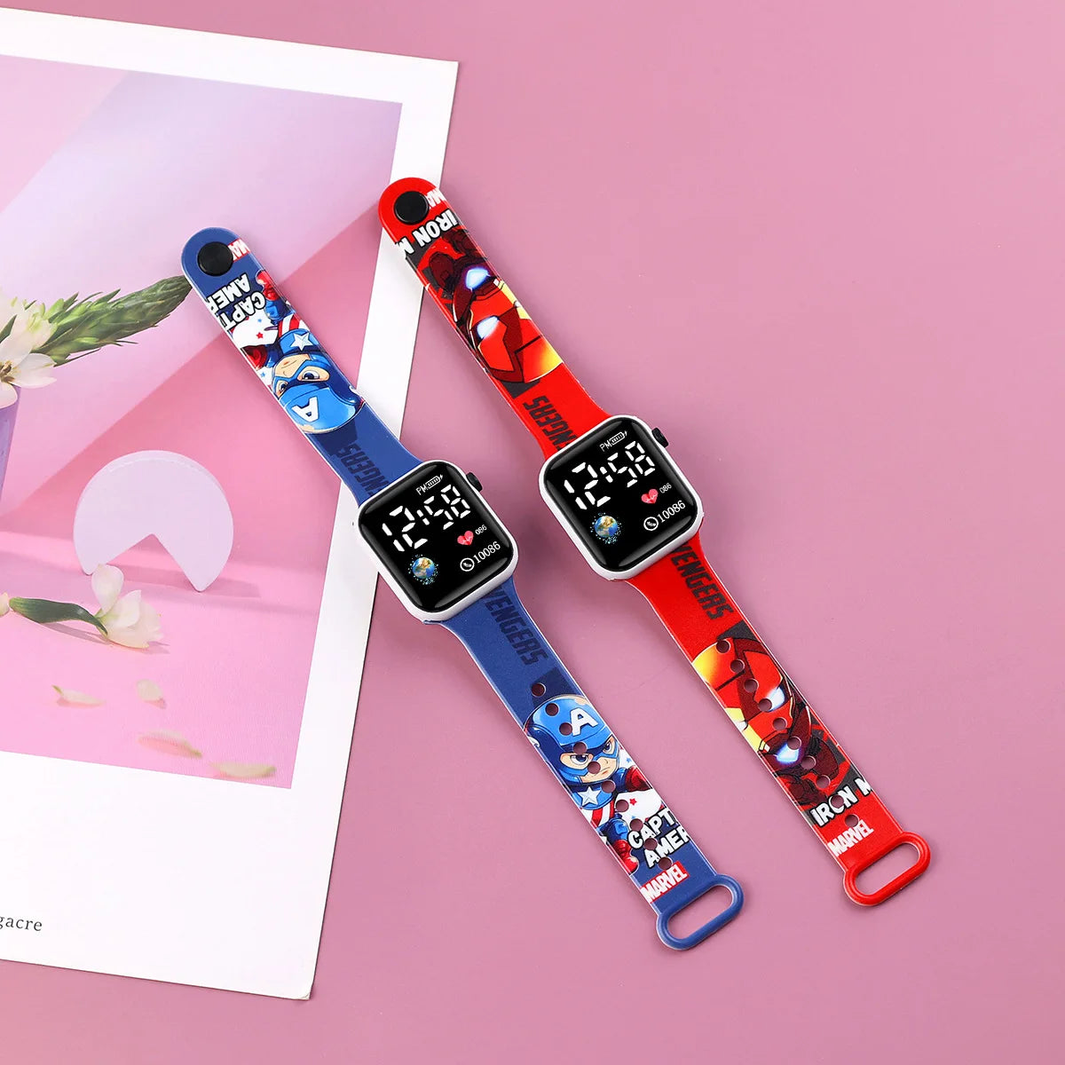 Çizgi Film Örümcek Adam Çocuk Saati LED Ekranlı