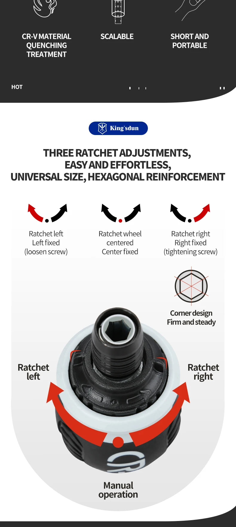 Magnetic Ratchet Screwdriver - Length Options